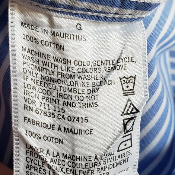 Nautica - Mens Blue and White Stripe Button Down Cotton Shirt.  Size Large - Picture 6 of 7